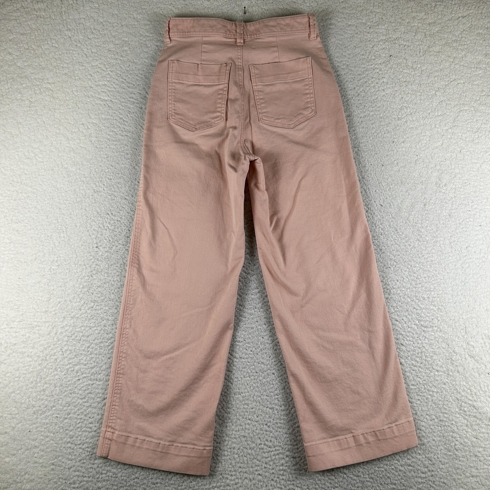 Gap Pants Womens 0 Pink High Rise Wide Leg Crop Twill Stretch Chino Spring - Picture 3 of 14